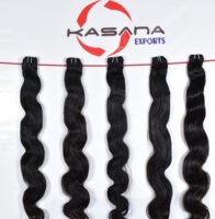 Extensions de cheveux humains indiens Remy, double trame, style ondulé, mèches à tisser, couleur noir naturel