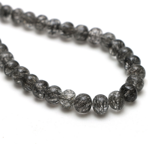 Natural Black Rutile 13 Inch Rondelles Round Ball Shape Smooth Beads <b>for</b> Jewelry <b>Anklet</b> Bracelet <b>for</b> <b>Women</b> Girls 1 Full Strand - Product Image 1