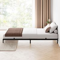 Cadre de lit double en métal noir à hauteur basse, base de matelas robuste de 6 pouces d'épaisseur, lit suspendu en fer, cadre de lit en métal épais et robuste T-06