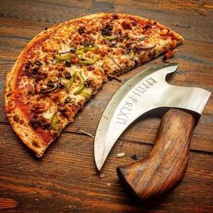 Hot Selling High Quality Hand Forged High Carbon Steel Etched <b>Pizza</b> <b>Axe</b>, <b>Pizza</b> Slicer, Viking <b>Pizza</b> <b>Cutter</b> With Leather Sheath - Product Image 5