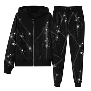 Survêtement décontracté à capuche en coton 100% respirant et léger, orné de strass, le plus vendu, fabriqué au Pakistan, prix bas - Product Image 1