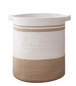 Eco-Friendly Cotton <b>Rope</b> Laundry Hamper Made From Natural Materials For Sustainable Use And Modern Home Decor Solutions - Product Image 1