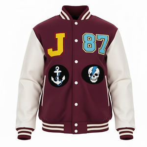 Veste universitaire d'hiver en chenille brodée de haute qualité pour hommes avec logo sur le devant, couleur personnalisée et logo sur mesure - Product Image 1