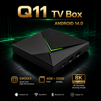 TV Box Q11 Android 14.0 S905X4 4GB 32GB 8K 1000M Gigabit LAN Dual WIFI BT Control Remoto Widevine L1 Personalizado 1 unidad MOQ Aplicación de TV Push Factory