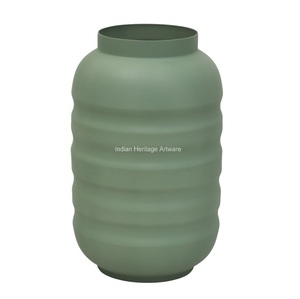 Modern Coastal Design Iron Tabletop Flower <b>Vase</b> Ribbed Wedding Home <b>Decor</b> IHA Brand Model IHA24014 Made India Wholesale - Product Image 1