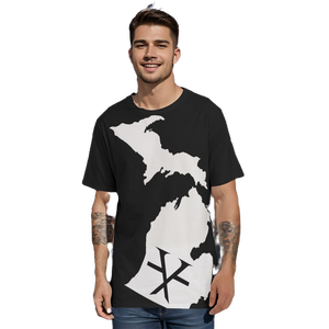 Per il Michigan realizzato T6X t-shirt nera 200/300 grammi peso tessuto etichetta personalizzata ricamo Logo disponibile gratuitamente serigrafia - Product Image 1