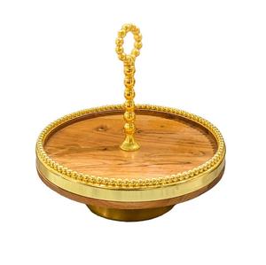 Plateau en marbre blanc et support à gâteau à base de métal avec finition mate forme ronde avec couleur et tailles personnalisées 8x8x4 pouces - Product Image 2