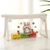 Logo imprimé personnalisable à colorier fermeture éclair étanche transparent en plastique pvc rangement trousse à crayons cosmétique sac pochette pour l'école