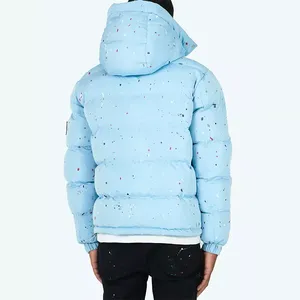 Blouson d'hiver matelassé pour homme, personnalisé OEM, motif urbain, col rabattable, fermeture éclair, en toile, col montant - Product Image 5