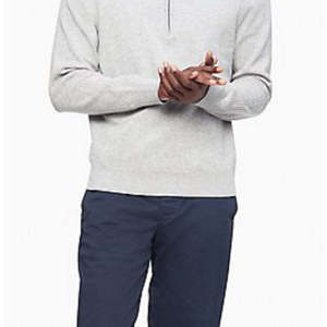 Maglione Classico da Uomo Calvin Klein in Cashmere con Zip 1/4, Taglia XXL, Argento, con Maniche Lunghe a Mezza Lunghezza, Decorazioni con Stampa Invernale Autunnale - Product Image 3