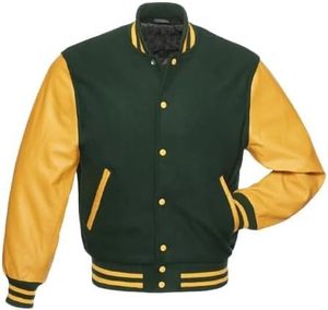 Chaqueta universitaria Bomber de béisbol Letterman | chaqueta con mangas de cuero genuino naranja y lana azul Premium | chaqueta universitaria personalizada - Product Image 4