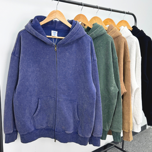 Pull à capuche décontracté personnalisé lourd et pantalon de survêtement évasé en éponge française 2 pièces surdimensionné délavé à l'acide ensemble sweat à capuche - Product Image 1