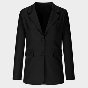 Blazer Vintage de frente abierto para mujer Color sólido Elegante Punto de algodón Lana Talla XS con bolsillos - Product Image 1