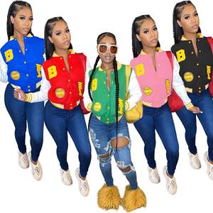 Veste de baseball universitaire unisexe col montant High Street Split Bomber personnalisation vêtements de plein air hommes femmes vente en gros OEM - Product Image 4