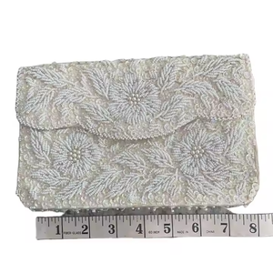 Sac à main à bandoulière perlé de luxe pochette sac à main coloré plusieurs rayures avec broderie à la main perles de cristal chaîne détachable - Product Image 3