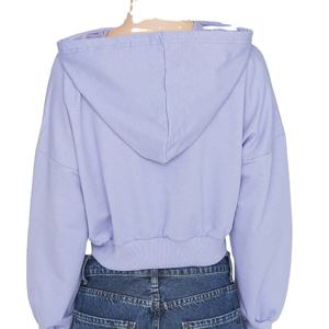 Sweat-shirts à capuche courts pour femmes de qualité supérieure, personnalisables avec logo sur le devant, doublés, imperméables, respirants, en coton et polyester - Product Image 2