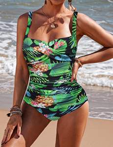 Traje de Baño Enterizo Negro para Mujer, Ecológico, Transpirable, de Secado Rápido, con Frente Fruncido y Tirantes Ajustables, Ropa de Playa - Product Image 5