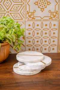 จานรองแก้วหินอ่อนที่รองแก้วสำหรับตกแต่งดีไซน์ใหม่ที่รองแก้วหินอ่อนหรูหราพร้อมที่วางแก้วหิน - Product Image 3