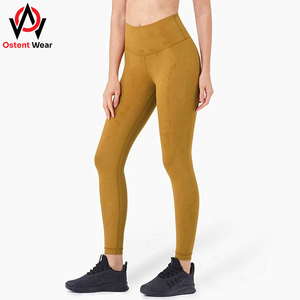 2024 Women's Custom Logo High Waist Yoga Pants Breathable Fitness Gym Sports Leggings Silk Spandex <b>Nylon</b> <b>Fabric</b> Custom Seamless - Product Image 5