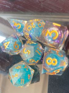 Dés à yeux de dragon avec noyau liquide, faits à la main, pour Dungeons and Dragons, jeu de dés <span class=keywords><strong>RPG</strong></span> multi-faces - Product Image 4