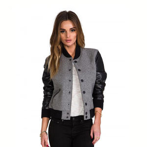 Vestes d'université de baseball en coton personnalisées élégantes pour femmes surdimensionnées avec doublure en laine techniques imprimées tricotées respirantes - Product Image 5