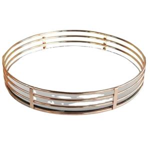 Plateaux miroir élégants vente en gros, fournitures de Restaurant et d'hôtel, breloques de rangement rondes, vanité en verre, plateaux décoratifs de service en métal doré - Product Image 1