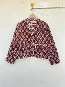 Veste Kantha en coton faite à la main réversible matelassée bohème manteau imprimé en blocs Festival vêtements d'extérieur pour femmes veste unisexe idée cadeau - Product Image 5