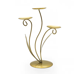 Plant Style Gold Finished Candle Holder For Tabletop <b>Decor</b> Home Centerpiece And Elegant Interior Display From India - Product Image 1