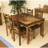 Ensemble de table à manger contemporaine en bois massif pour 6 personnes avec chaises |   Meubles de salle à manger durables et écologiques pour la maison