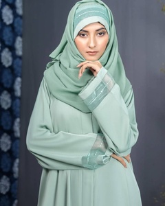 Robe en satin de luxe personnalisée pour adultes vente en gros Petite abaya vêtements islamiques pour femmes de Dubaï faits à la main manches longues hautes gratuites - Product Image 4