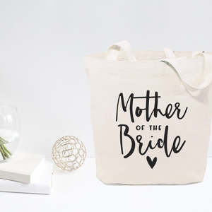 Sac fourre-tout en toile de coton uni pour la mère de la mariée, fermeture ouverte - Product Image 2