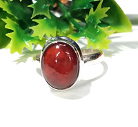 Anillo de Piedra Preciosa de Granate Hessonita Natural |   Joyería de Lujo Hecha a Mano en Plata de Ley 925 |   Anillo con Piedra Cabujón de Forma Ovalada Certificada