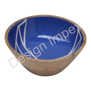 ชามเคลือบสีน้ำเงินเข้ม งานฝีมือแกะสลักลายผลไม้ขนาดใหญ่ ชามไม้ตกแต่งสำหรับเสิร์ฟอาหาร อุปกรณ์สำหรับโรงแรมและร้านอาหาร - Product Image 6