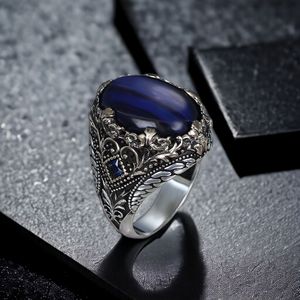 High Quality Ottoman Style 925 Sterling Silver Men's <b>Ring</b> Fashion Jewelry Natural Black Stone Turkish Made Azuris VALKH1641 - Product Image 1