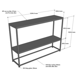 Rubber Wood & Iron Frame <b>Console</b> <b>Table</b> 120x30x85cm Minimalist Design Convertible <b>for</b> <b>Entry</b> Villa Living Room Hotel Bedroom Use - Product Image 6