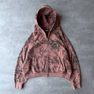 ชุดวอร์มสำหรับผู้ชายผ้าฝ้าย100% ฟอกสีพิมพ์ลายมีฮู้ดแบบมีซิปดีไซน์ใหม่2025 - Product Image 2