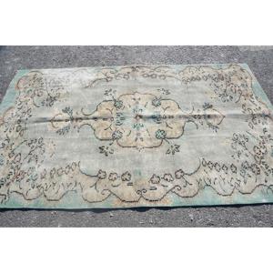 พรมวินเทจตุรกีขนาด 4.7x8 ฟุต, พรมปูพื้น, พรมขนสัตว์สีเบจ - Product Image 3