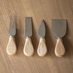 Cuchillos para Queso de Acero Inoxidable Baratos con Mango de Roble, Tabla para Queso, Espátula para Mantequilla, Utensilios de Cocina para Queso a Bajo Precio - Product Image 1