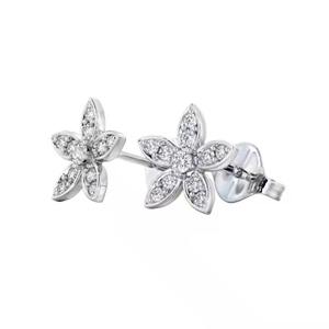 Boucles d'oreilles à tige en diamant de laboratoire rond à motif de fleurs en or 14 carats pour femmes Bijoux élégants Idée cadeau - Product Image 2