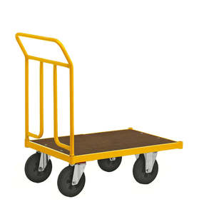 Series 144 Yellow Folding <b>Platform</b> <b>Trolley</b> KM144400 Four-Wheel Industrial Shopping Cart with OEM Support - Product Image 1