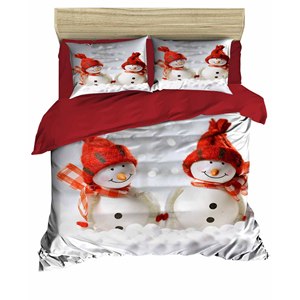 Ensemble de housse de couette double en coton Ranforce 100% avec impression numérique classique et festive de Noël, 3 pièces pour la literie de la maison - Product Image 4
