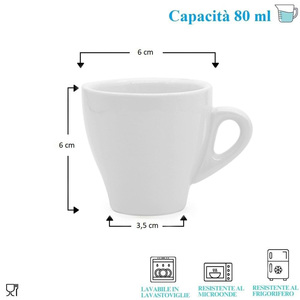 Set di 12 tazze da caffè Espresso 80ml di porcellana bianca lavastoviglie e microonde tazze in ceramica per uso domestico - Product Image 2