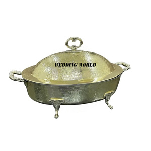 Marmite isolée en métal Casserole design finie or Forme ronde Vaisselle de mariage et d'événement Réchauffeur d'aliments en métal - Product Image 6