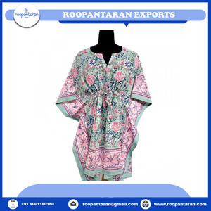 Nouvel ensemble kaftan indien élégant de taille unique, en pur coton imprimé à la main, idéal pour la plage, grandes tailles, vente en gros - Product Image 2