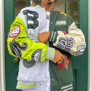 Plus Size Varsity Jackets Stand High Street Custom Design Logo High Quality Custom Embroidery Wholesale Prices - Product Image 3