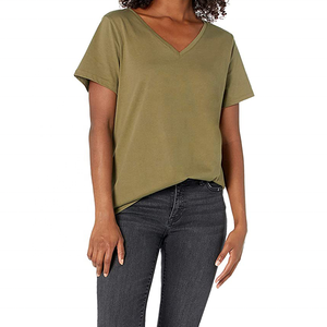 T-shirt à manches courtes en soie/coton pour femme, col en V, design personnalisé, impression sérigraphique, blanc, nouvelle mode 2022 - Product Image 1