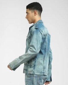 แจ็กเก็ตยีนส์สำหรับผู้ชายแบบมีซิปของ100% เสื้อแจ็กเก็ตผ้าเดนิมแนวสตรีทของผู้ชายผ้าคอตตอนออร์แกนิกมีซิปดีไซน์ใหม่ออกแบบได้ตามต้องการ - Product Image 4