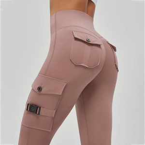 Fabricante nuevo diseño personalizado ropa deportiva Mid Solid Cargo Fitness Yoga pantalones bolsillos transpirable ecológico Yoga de mujer - Product Image 5