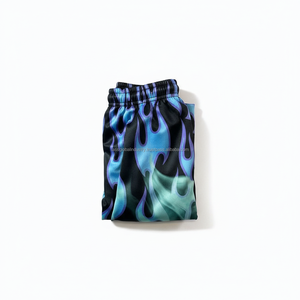 Shorts en maille pour hommes, séchage rapide, logo personnalisé OEM, imprimé graphique flamme, shorts d'entraînement de basketball d'été, vente en gros - Product Image 6