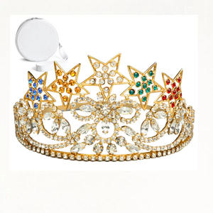 Corona Masónica de 5 Estrellas OES en Tono Dorado con Pedrería, Ajustable, Personalizable con Logotipo y Color, Estrella Provincial, Mejor Calidad - Product Image 1